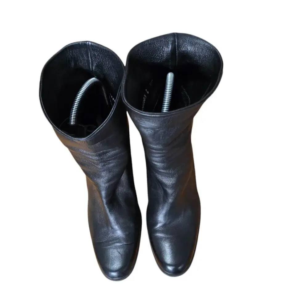 Arche woman’s black leather boots US 9 mid heel wedge - Picture 5 of 10